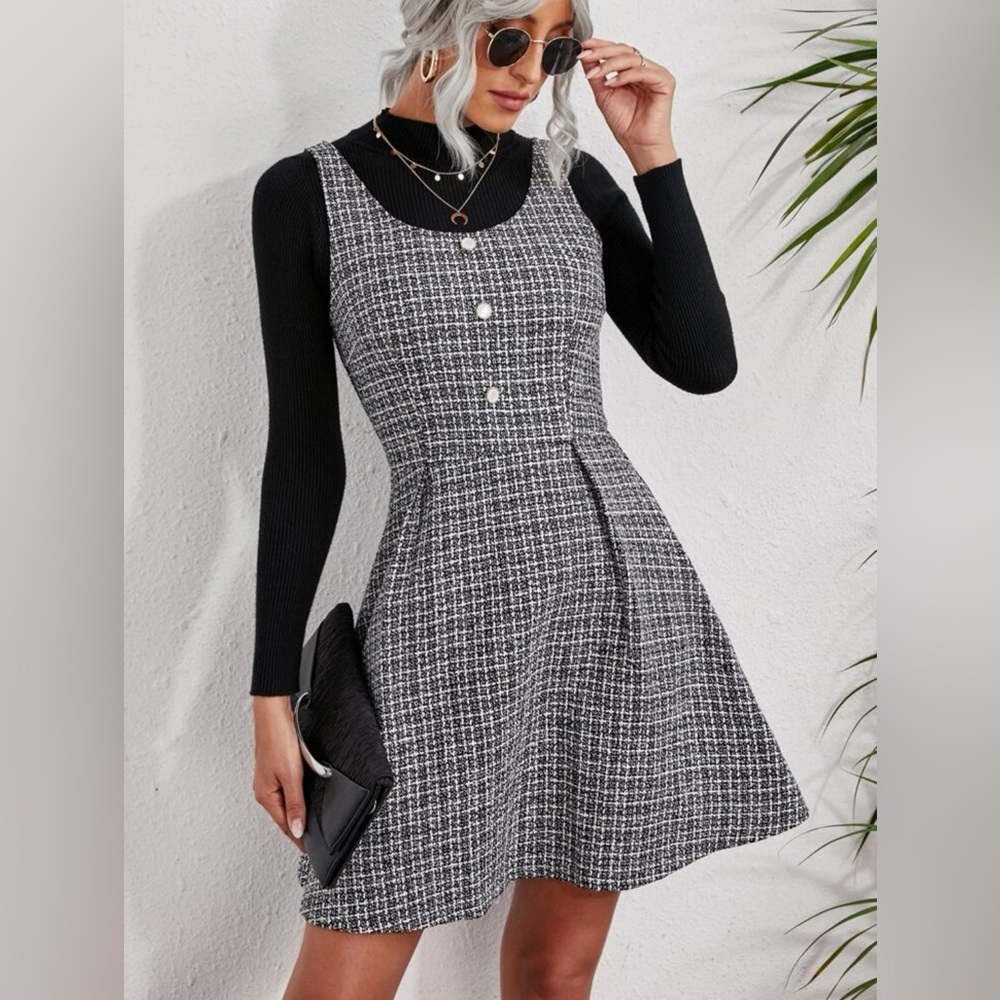 HOST PICK Plaid Tweed Overall Dress Without Top- great for winter!